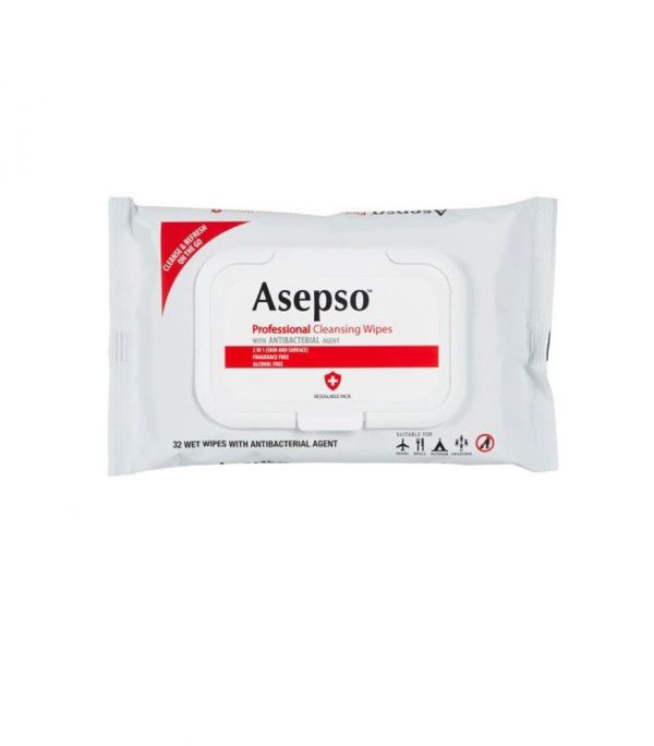 Asepso Professional Cleansing Wipes With Antibacterial Agent 32s