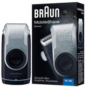 Braun Pocketgo Mobile Electric Travel Shaver, M90, Black-Silver