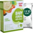 Simply Fils Baby cereals with Milk 4 Grains & 4 Vegetables, 250g, 10 Single-Serve Sachets, 6-36 Months