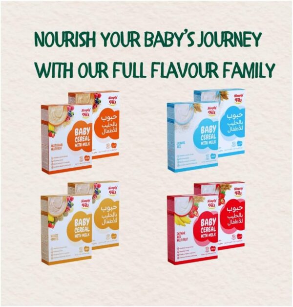 Simply Fils Baby cereals with Milk 4 Grains & 4 Vegetables, 250g, 10 Single-Serve Sachets, 6-36 Months