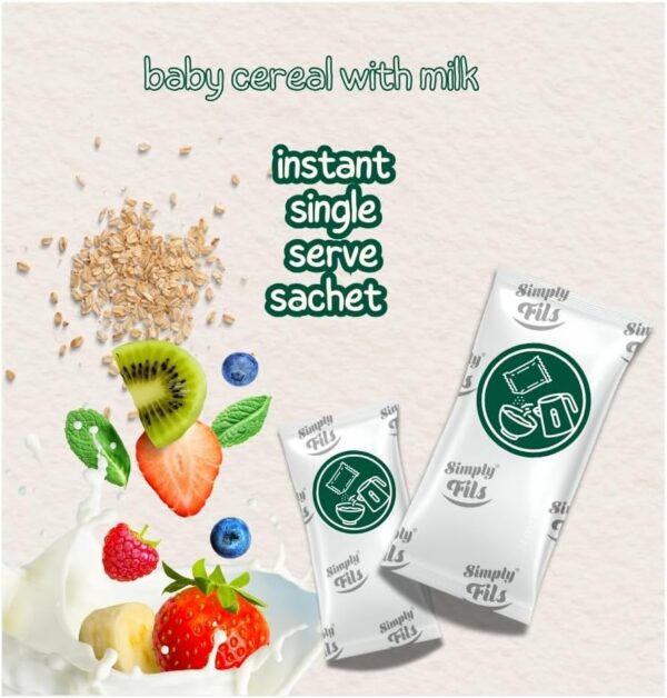 Simply Fils Baby cereals with Milk 4 Grains & 4 Vegetables, 250g, 10 Single-Serve Sachets, 6-36 Months